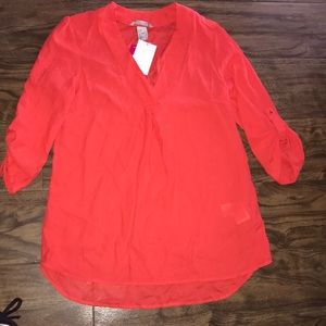 Coral 3/4 sleeve blouse